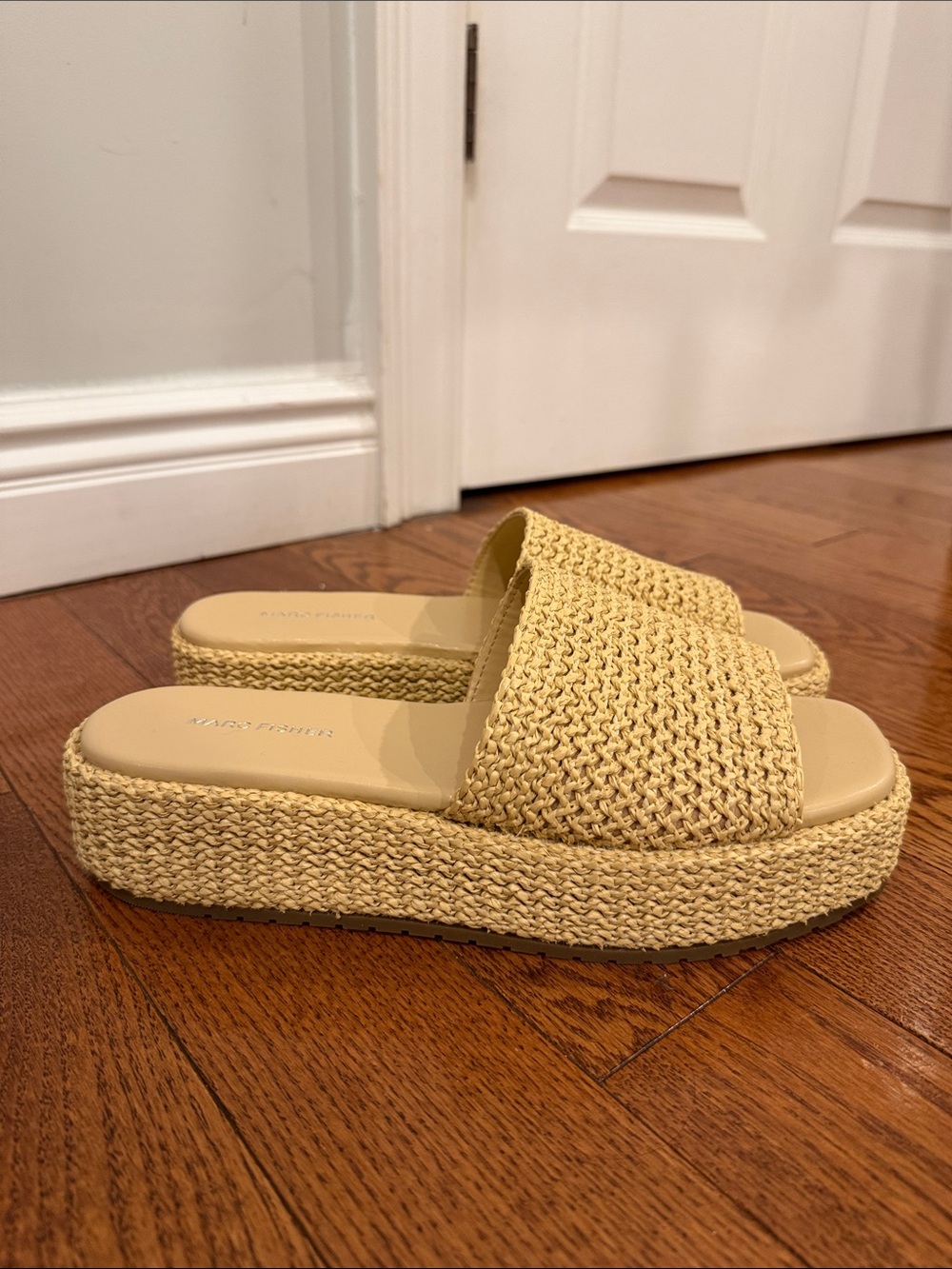 Marc Fisher Platform Slide Sandals in Natural Size 11